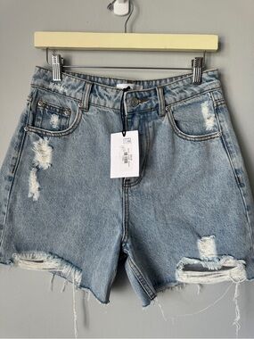 GREY LAB Light Blue Distressed Jean Shorts